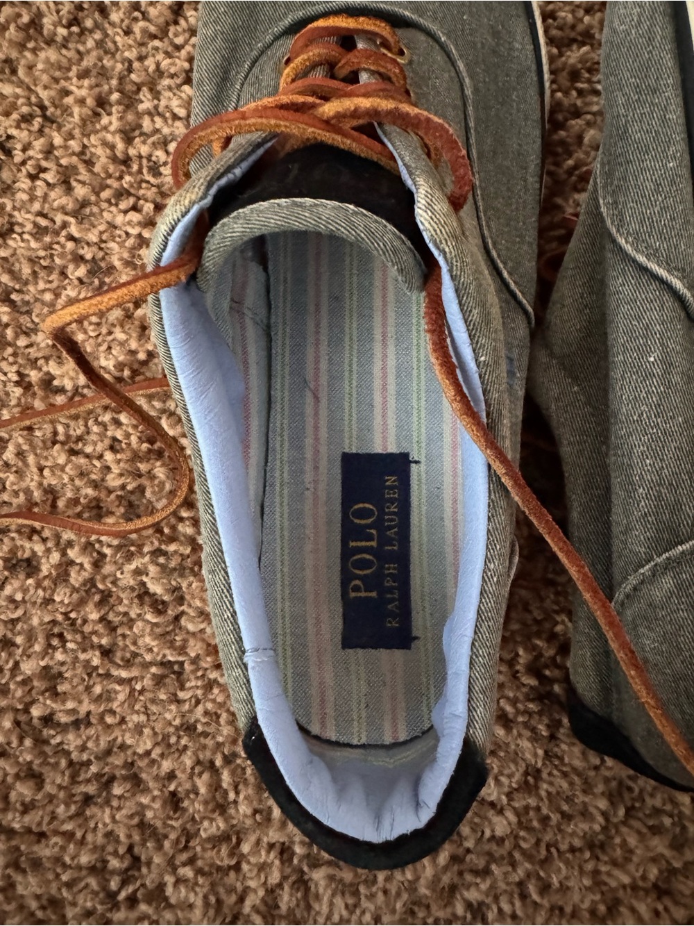 Polo by Ralph Lauren Gray Canvas Lace-Up Loafers with Brown Laces - Picture 5 of 6